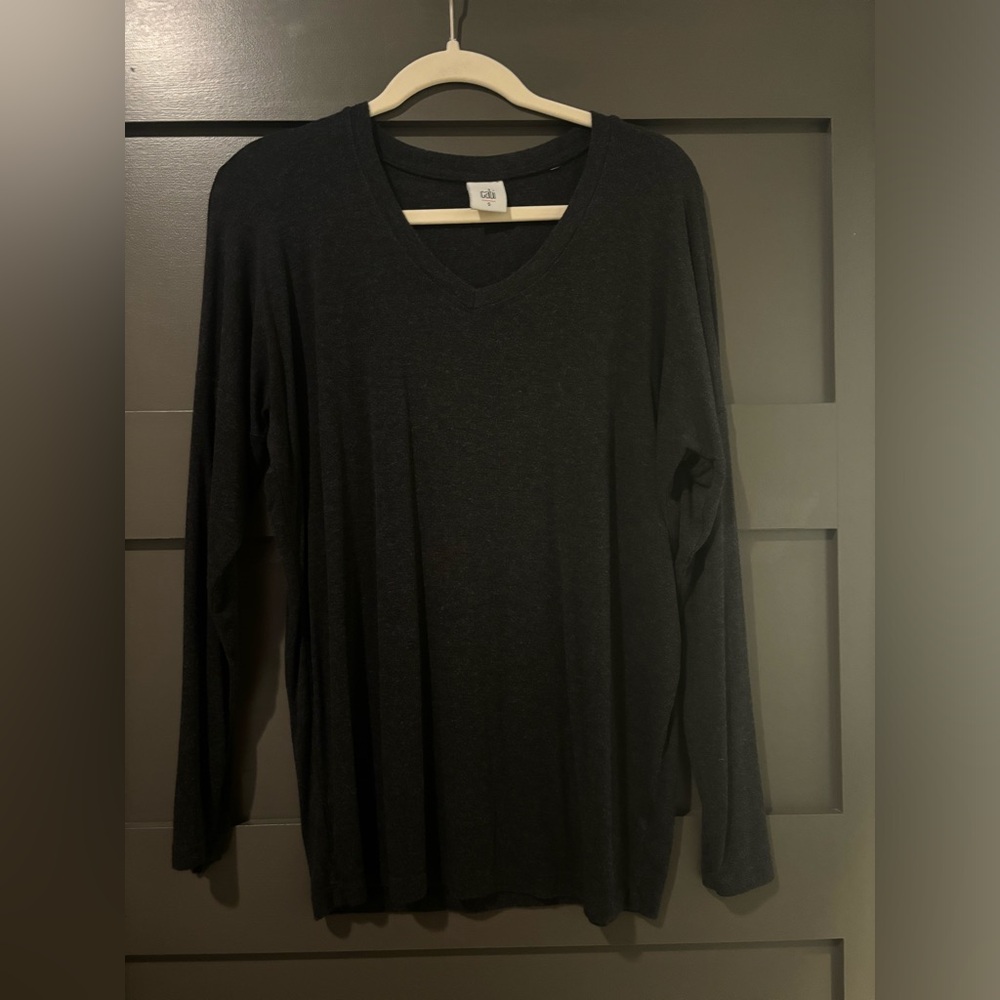 CAbi Charcoal V-Neck Top
